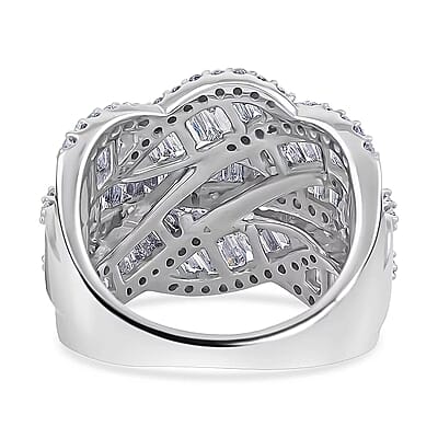 Luxuriant Lab Grown Diamond Ring in Rhodium Over Sterling Silver 3.00 ctw (Size 8.0)
