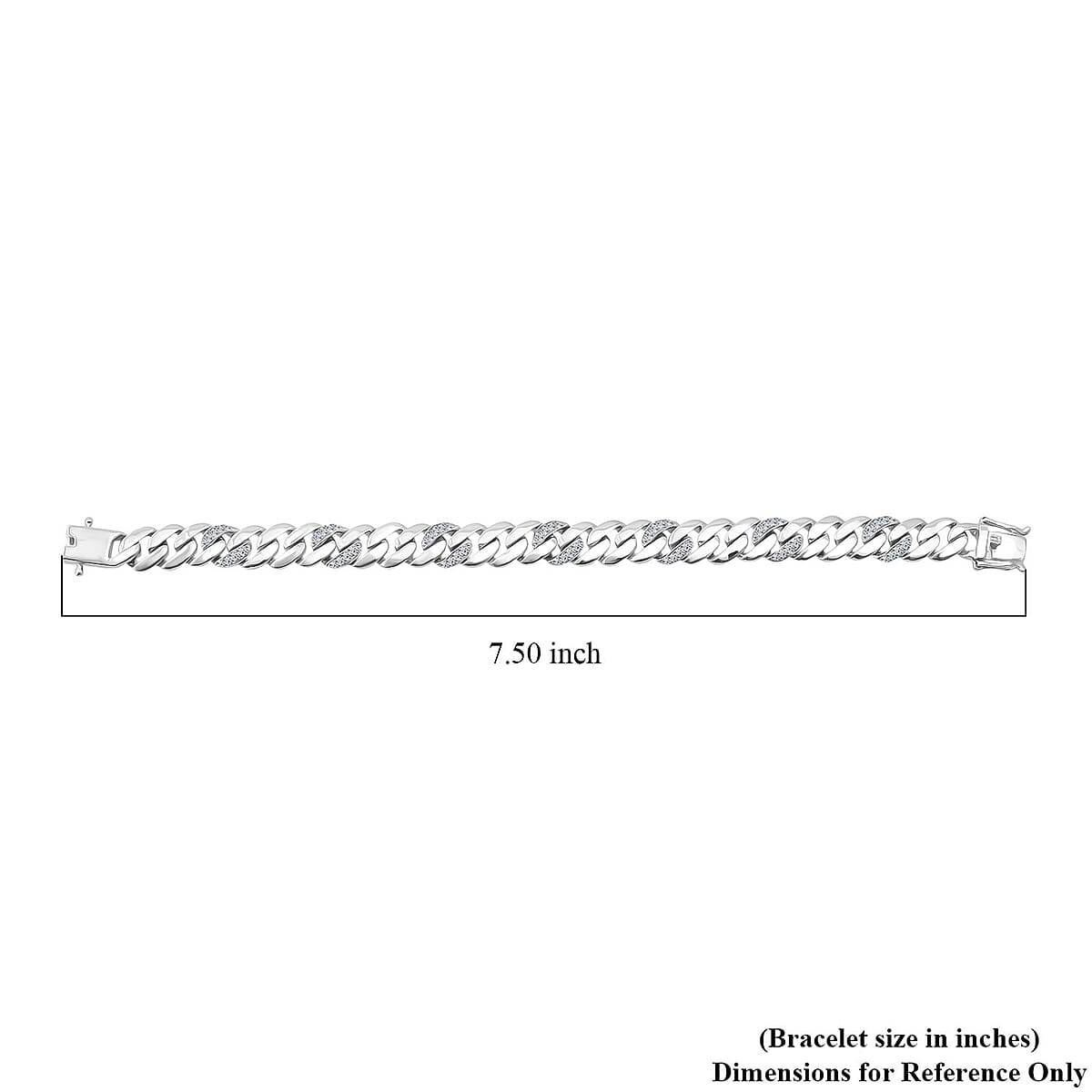 Luxuriant Lab Grown Diamond G-H SI 1.00 ctw Cuban Link Chain Bracelet in Rhodium Over Sterling Silver (7.25 In) image number 3