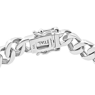 Luxuriant Lab Grown Diamond G-H SI 1.00 ctw Cuban Link Chain Bracelet in Rhodium Over Sterling Silver (7.25 In)