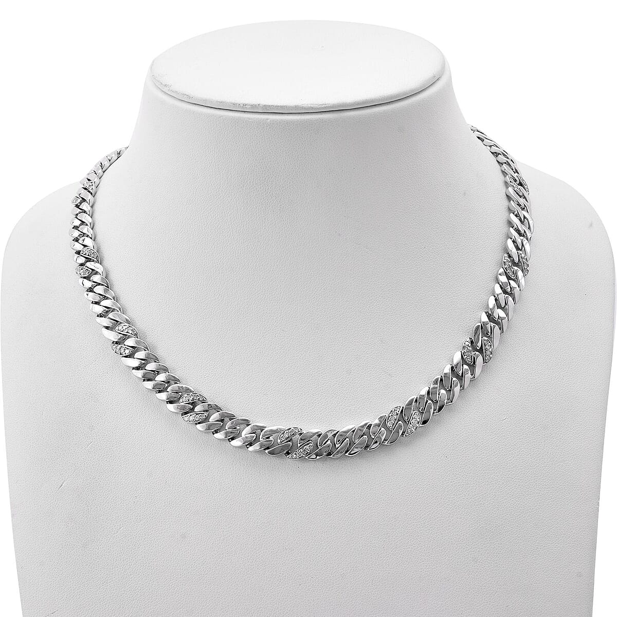 Luxuriant Lab Grown Diamond G-H SI 2.00 ctw Cuban Link Chain Necklace in Rhodium Over Sterling Silver 18 Inches image number 2