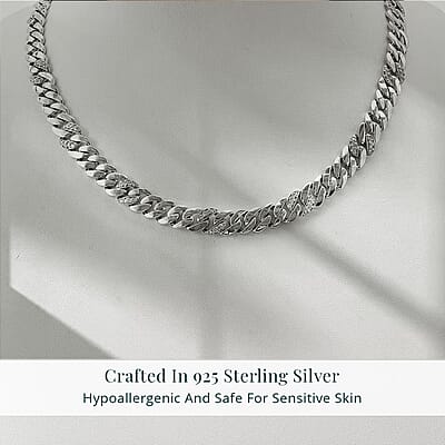 Luxuriant Lab Grown Diamond G-H SI 2.00 ctw Cuban Link Chain Necklace in Rhodium Over Sterling Silver 18 Inches