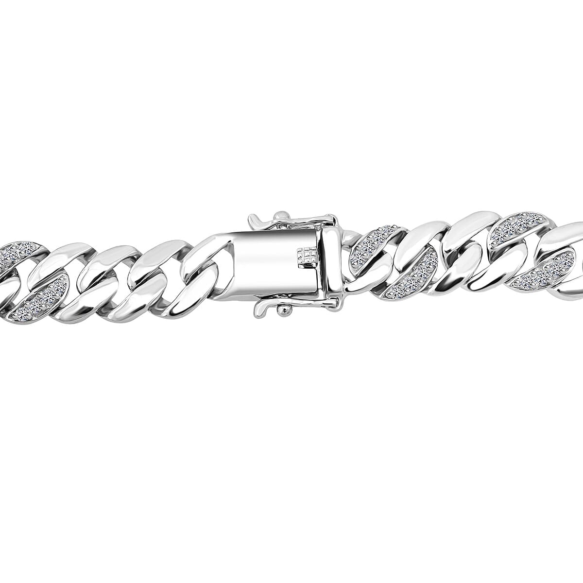 Luxuriant Lab Grown Diamond G-H SI 2.00 ctw Cuban Link Chain Necklace in Rhodium Over Sterling Silver 18 Inches image number 3