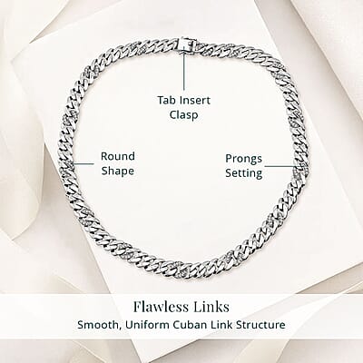 Luxuriant Lab Grown Diamond G-H SI 2.00 ctw Cuban Link Chain Necklace in Rhodium Over Sterling Silver 18 Inches