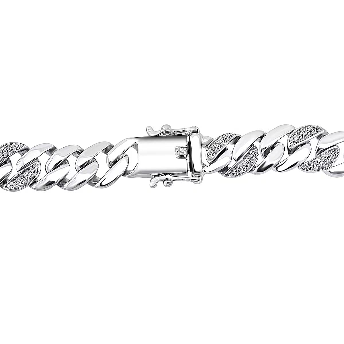 Luxuriant Lab Grown Diamond G-H SI 2.00 ctw Cuban Link Chain Necklace in Rhodium Over Sterling Silver 18 Inches image number 7