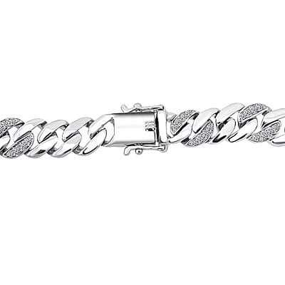 Luxuriant Lab Grown Diamond G-H SI 2.00 ctw Cuban Link Chain Necklace in Rhodium Over Sterling Silver 18 Inches