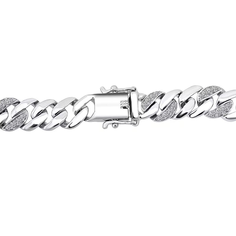 Luxuriant Lab Grown Diamond G-H SI 2.00 ctw Cuban Link Chain Necklace in Rhodium Over Sterling Silver 18 Inches