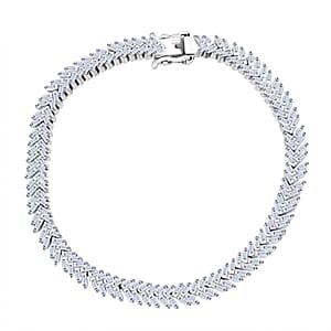 Luxuriant Lab Grown Diamond G-H SI 4.25 ctw Chevron Bracelet in Rhodium Over Sterling Silver (7.25 In)