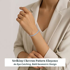 Luxuriant Lab Grown Diamond G-H SI 4.25 ctw Chevron Bracelet in Rhodium Over Sterling Silver (7.25 In)
