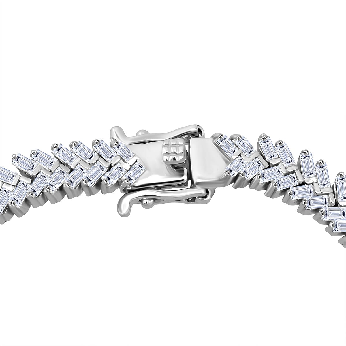 Luxuriant Lab Grown Diamond G-H SI 4.25 ctw Chevron Bracelet in Rhodium Over Sterling Silver (7.25 In) image number 3