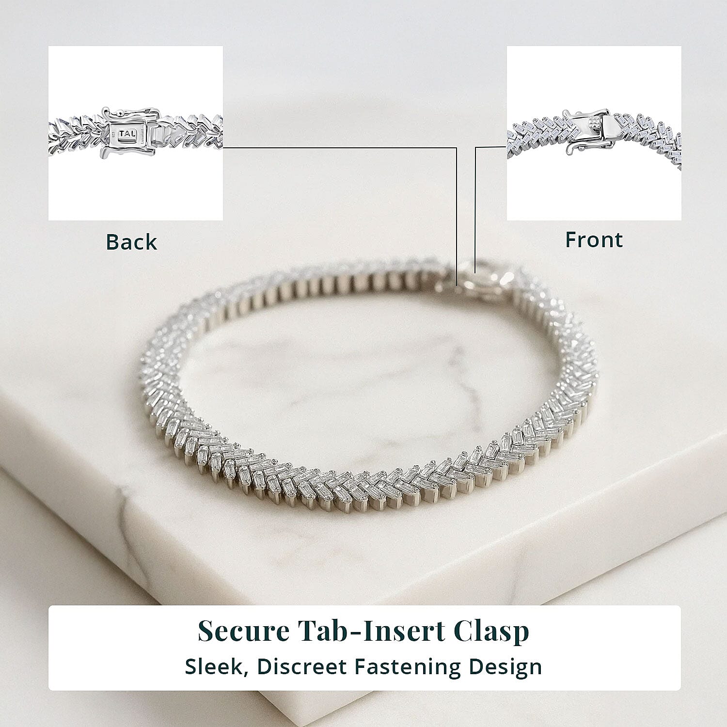 Luxuriant Lab Grown Diamond G-H SI 4.25 ctw Chevron Bracelet in Rhodium Over Sterling Silver (7.25 In)