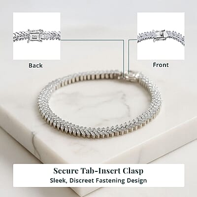Luxuriant Lab Grown Diamond G-H SI 4.25 ctw Chevron Bracelet in Rhodium Over Sterling Silver (7.25 In)