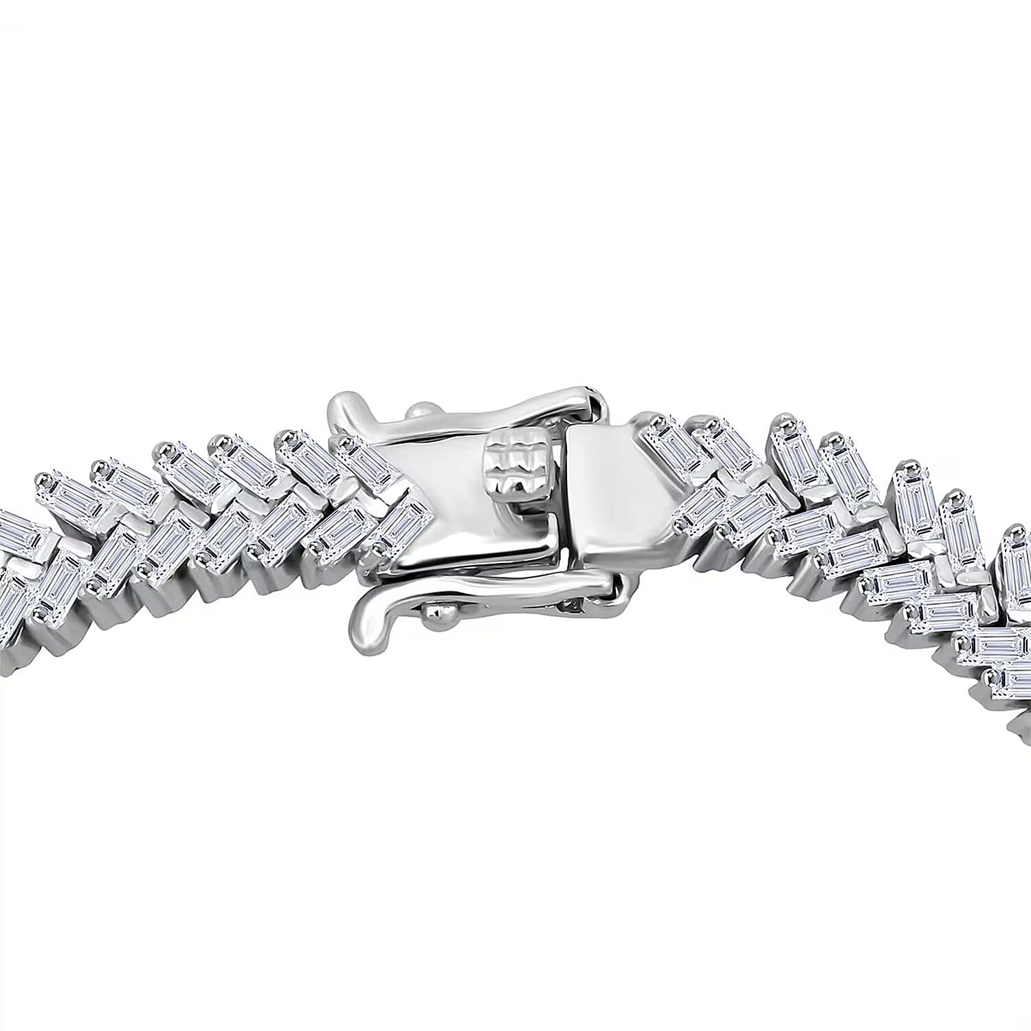 Luxuriant Lab Grown Diamond G-H SI 4.25 ctw Chevron Bracelet in Rhodium Over Sterling Silver (7.25 In)