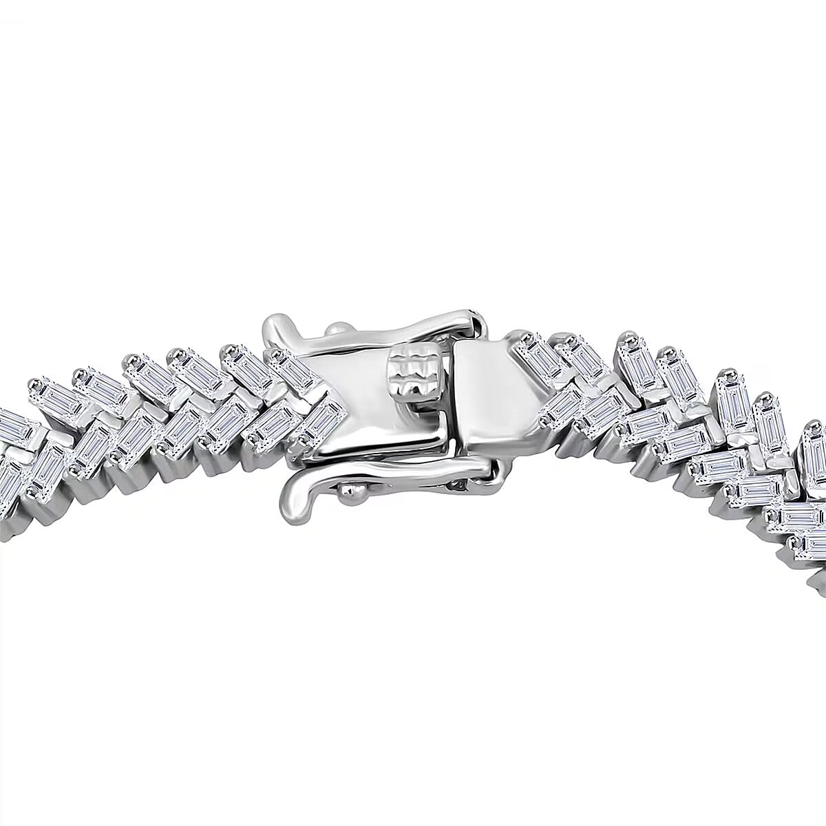 Luxuriant Lab Grown Diamond G-H SI 4.25 ctw Chevron Bracelet in Rhodium Over Sterling Silver (7.25 In) image number 7