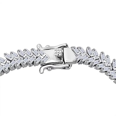Luxuriant Lab Grown Diamond G-H SI 4.25 ctw Chevron Bracelet in Rhodium Over Sterling Silver (7.25 In)