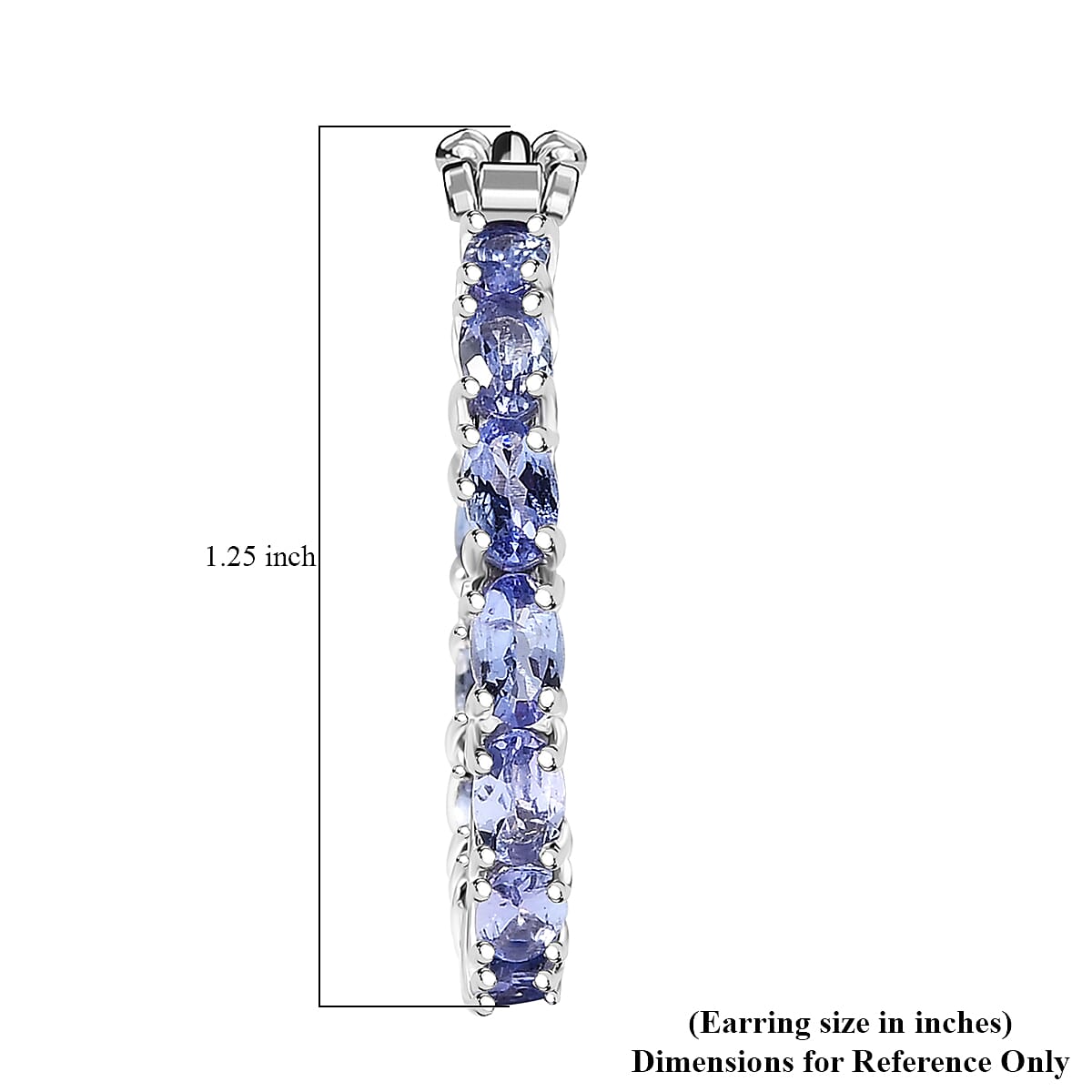 D'Joy Tanzanite Hoop Earrings in Rhodium Over Sterling Silver 5.70 ctw
