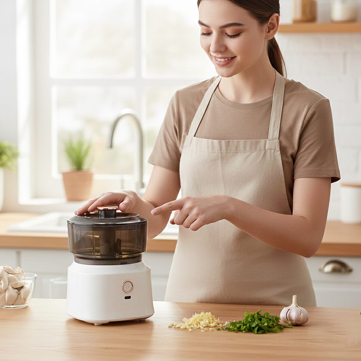 Closeout White Multifunctional USB Rechargeable Chopper image number 2