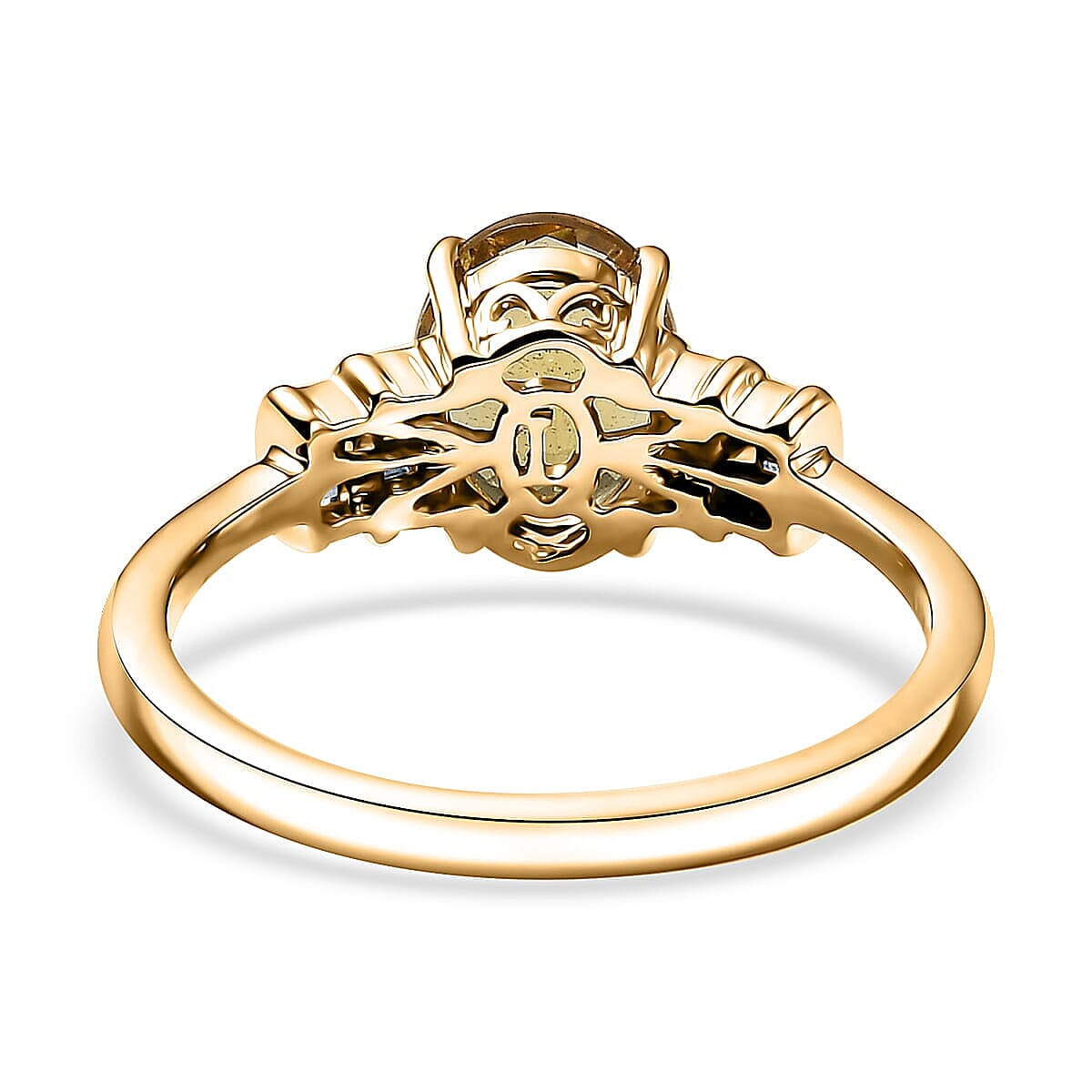 AAA Brazilian Heliodor and Luxuriant Lab Grown Diamond VS 1.80 ctw Empire Gleam Ring in 10K Yellow Gold (Size 10.0) image number 4