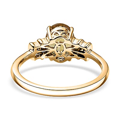 AAA Brazilian Heliodor and Luxuriant Lab Grown Diamond VS 1.80 ctw Empire Gleam Ring in 10K Yellow Gold (Size 10.0)