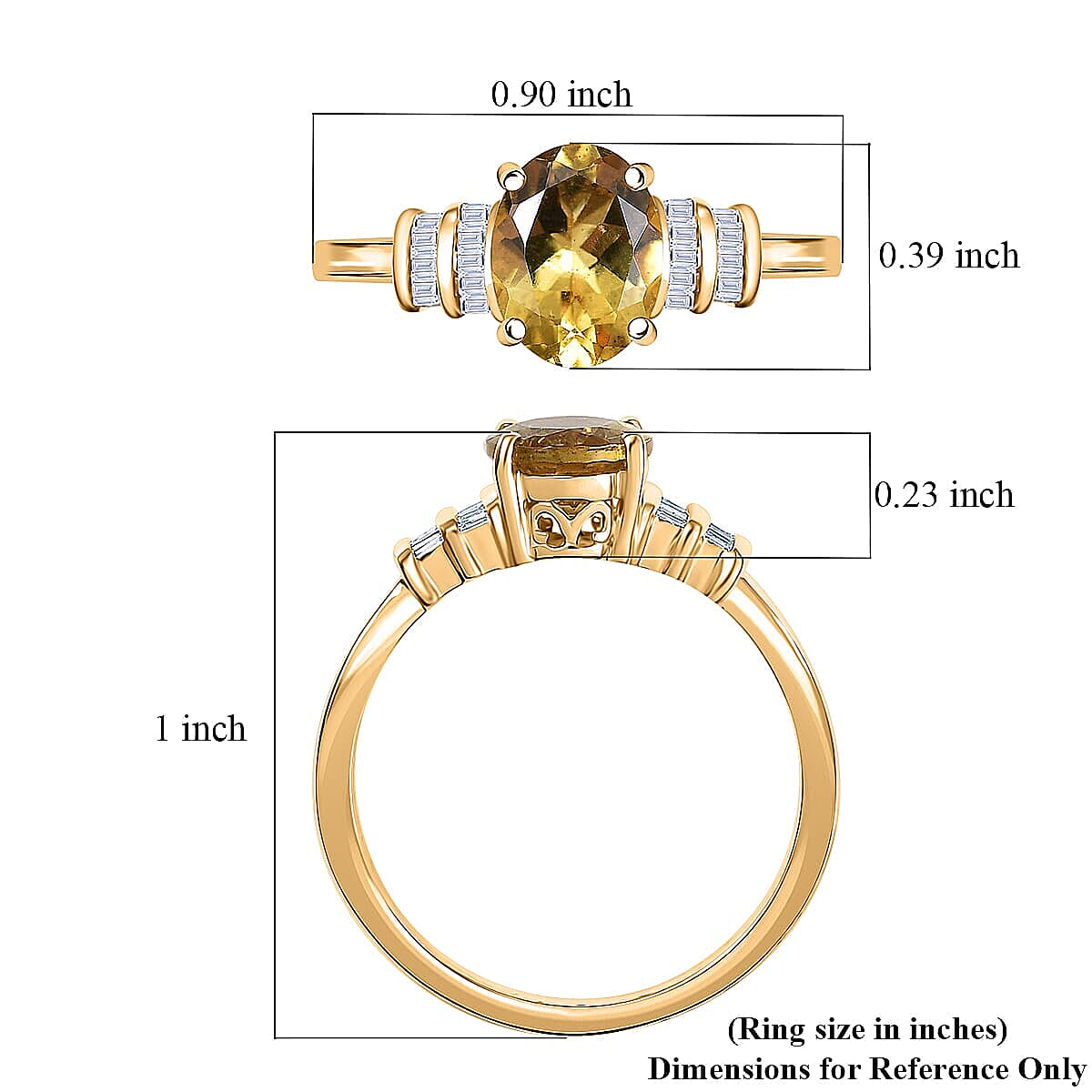 AAA Brazilian Heliodor and Luxuriant Lab Grown Diamond VS 1.80 ctw Empire Gleam Ring in 10K Yellow Gold (Size 10.0) image number 5