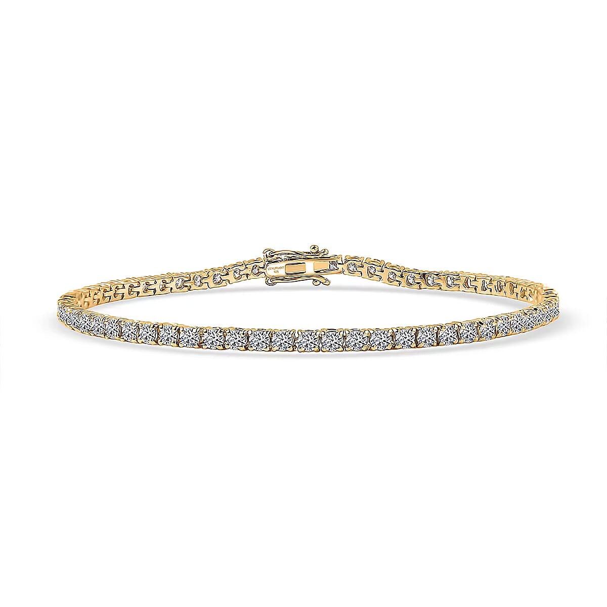 D'Joy Lab Grown Diamond (I1) Iconic Tennis Bracelet in 18K Vermeil YG Over Sterling Silver (7.25 In) 3.70 ctw image number 0