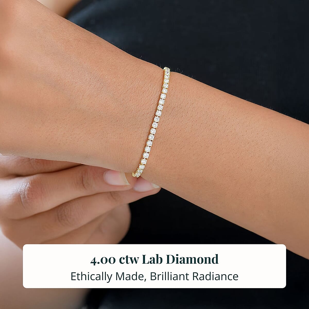 D'Joy Lab Grown Diamond (I1) Iconic Tennis Bracelet in 18K Vermeil YG Over Sterling Silver (7.25 In) 3.70 ctw image number 1