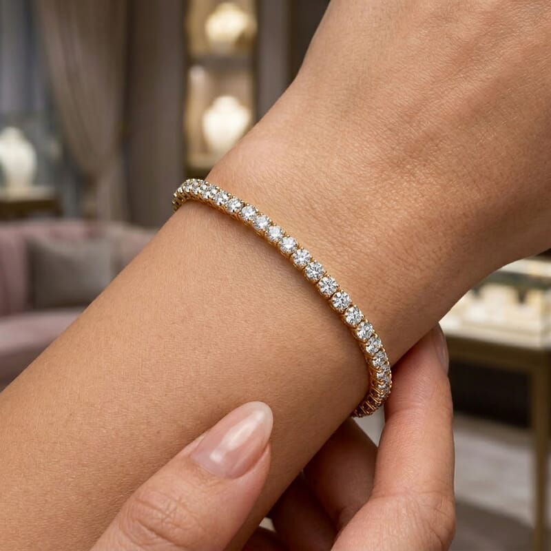 Luxuriant Lab Grown Diamond (SI) 4.00 ctw Iconic Tennis Bracelet in 18K Vermeil Yellow Gold Over Sterling Silver (7.25 In)