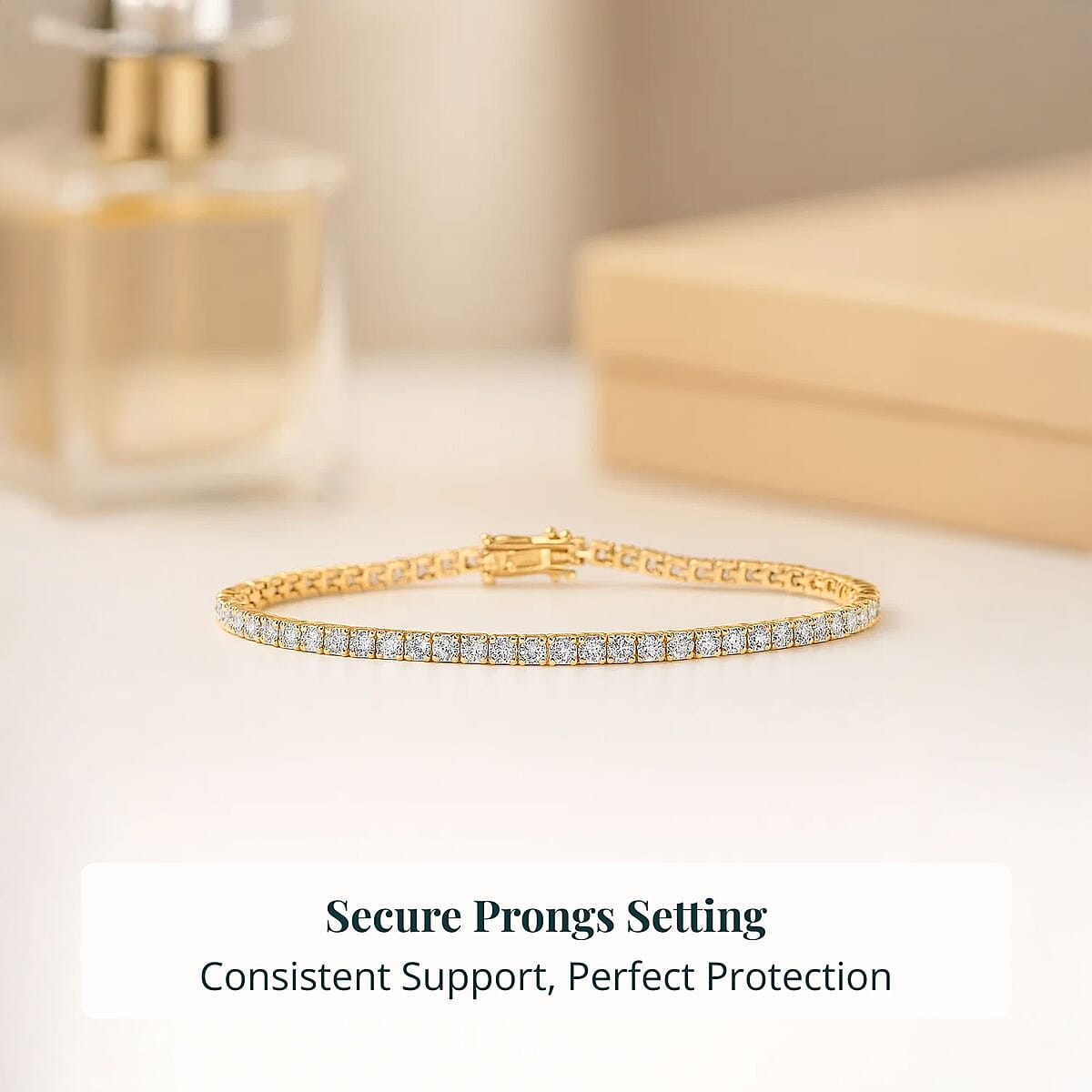 D'Joy Lab Grown Diamond (I1) Iconic Tennis Bracelet in 18K Vermeil YG Over Sterling Silver (7.25 In) 3.70 ctw image number 4