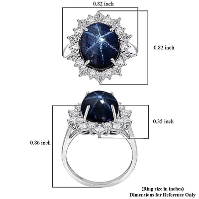 Premium Blue Star Sapphire (DF) 11.0) and Moissanite 9.15 ctw Starborn Majesty Ring in 10K White Gold (Size 10.0)