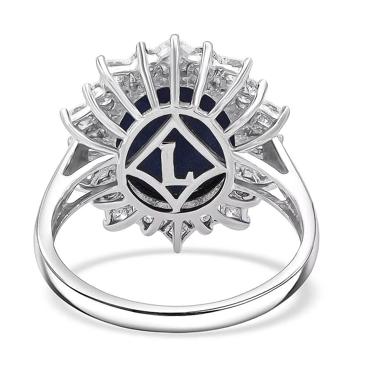 Premium Blue Star Sapphire (DF) 11.5) and Moissanite 9.15 ctw Starborn Majesty Ring in 10K White Gold (Size 10.0) image number 6