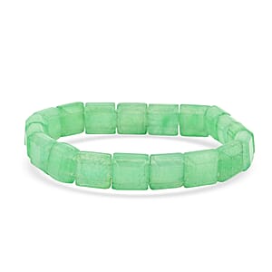 Green Aventurine 125.00 ctw Square Block Stretch Bracelet