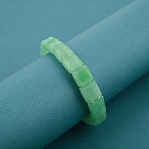 Green Aventurine 125.00 ctw Square Block Stretch Bracelet