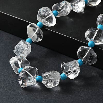 Crystal and Magnesite 50.00 ctw Beaded Necklace in Platinum Bond 20 Inches