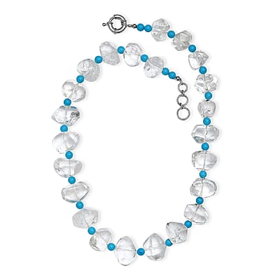 Crystal and Magnesite 50.00 ctw Beaded Necklace in Platinum Bond 20 Inches