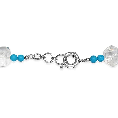 Crystal and Magnesite 50.00 ctw Beaded Necklace in Platinum Bond 20 Inches
