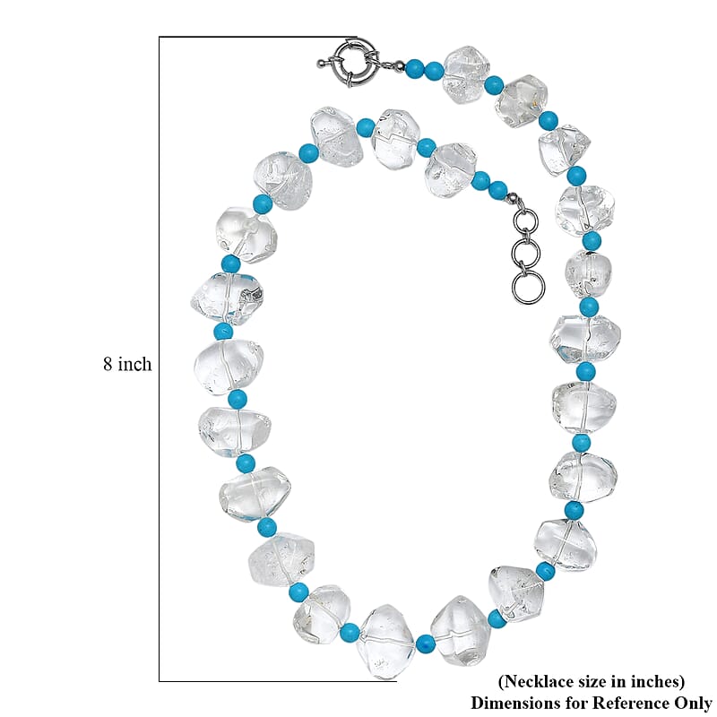 Crystal and Magnesite 50.00 ctw Beaded Necklace in Platinum Bond 20 Inches