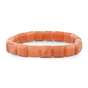 Red Aventurine 125.00 ctw Square Block Stretch Bracelet