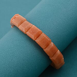 Red Aventurine 125.00 ctw Square Block Stretch Bracelet