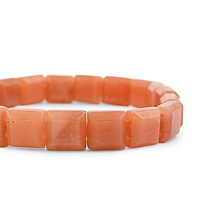 Red Aventurine 125.00 ctw Square Block Stretch Bracelet