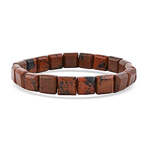 Red Obsidian 125.00 ctw Square Block Stretch Bracelet