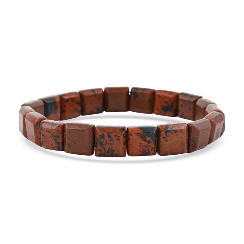 Red Obsidian 125.00 ctw Square Block Stretch Bracelet