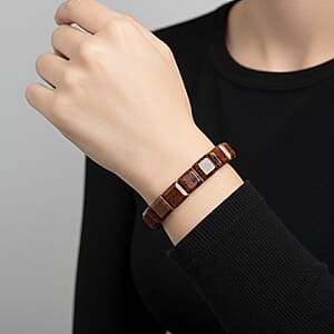 Red Obsidian 125.00 ctw Square Block Stretch Bracelet