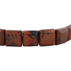 Red Obsidian 125.00 ctw Square Block Stretch Bracelet