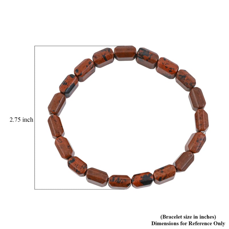 Red Obsidian 125.00 ctw Square Block Stretch Bracelet