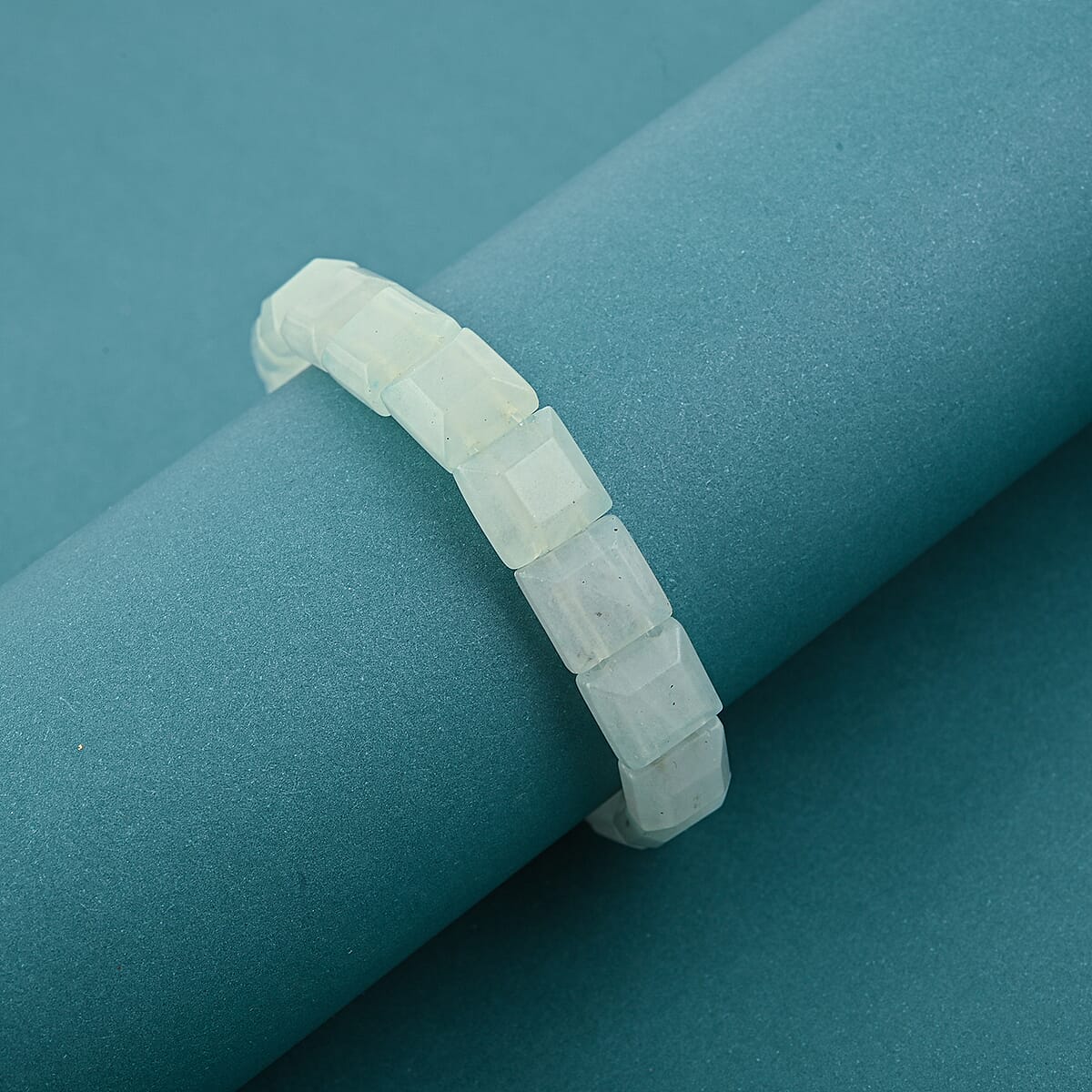 Amazonite 125.00 ctw Square Block Stretch Bracelet image number 1