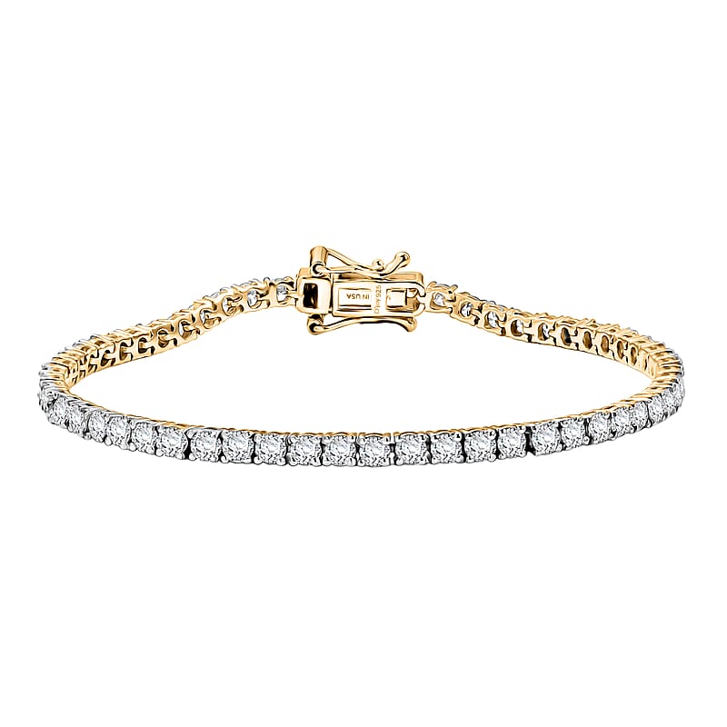 D'Joy Lab Grown Diamond 4.15 ctw Iconic Tennis Bracelet in 18K Vermeil Yellow Gold Over Sterling Silver (6.50 In)
