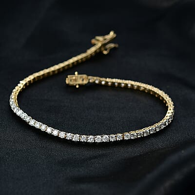 D'Joy Lab Grown Diamond 4.15 ctw Iconic Tennis Bracelet in 18K Vermeil Yellow Gold Over Sterling Silver (6.50 In)