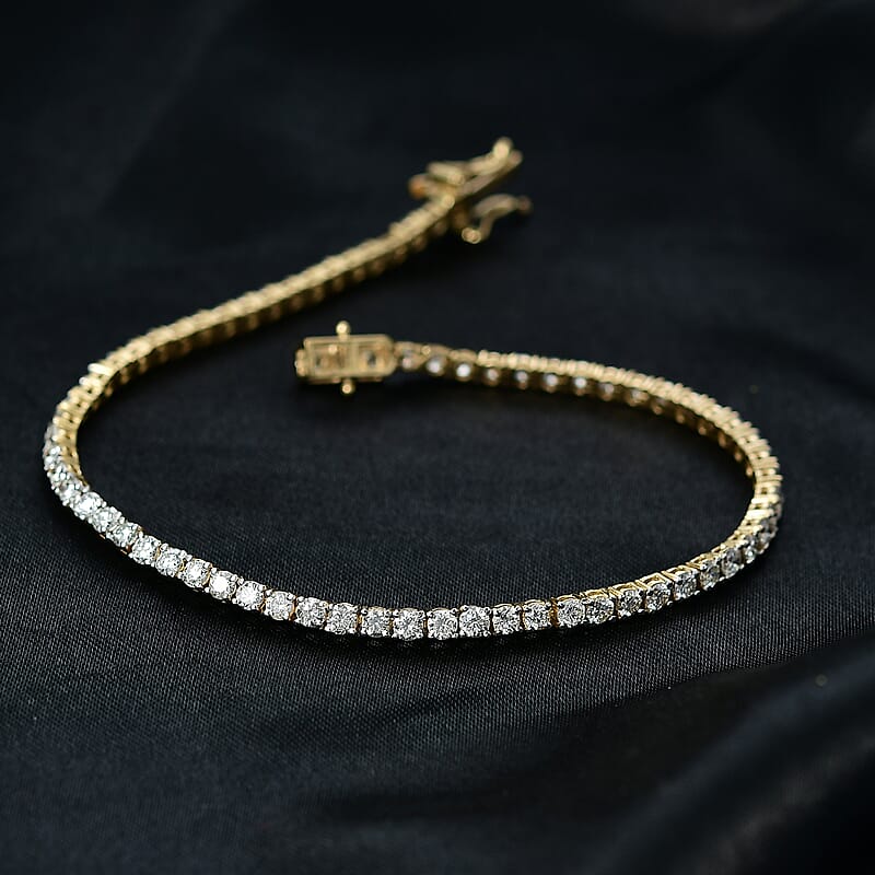 D'Joy Lab Grown Diamond 4.15 ctw Iconic Tennis Bracelet in 18K Vermeil Yellow Gold Over Sterling Silver (6.50 In)