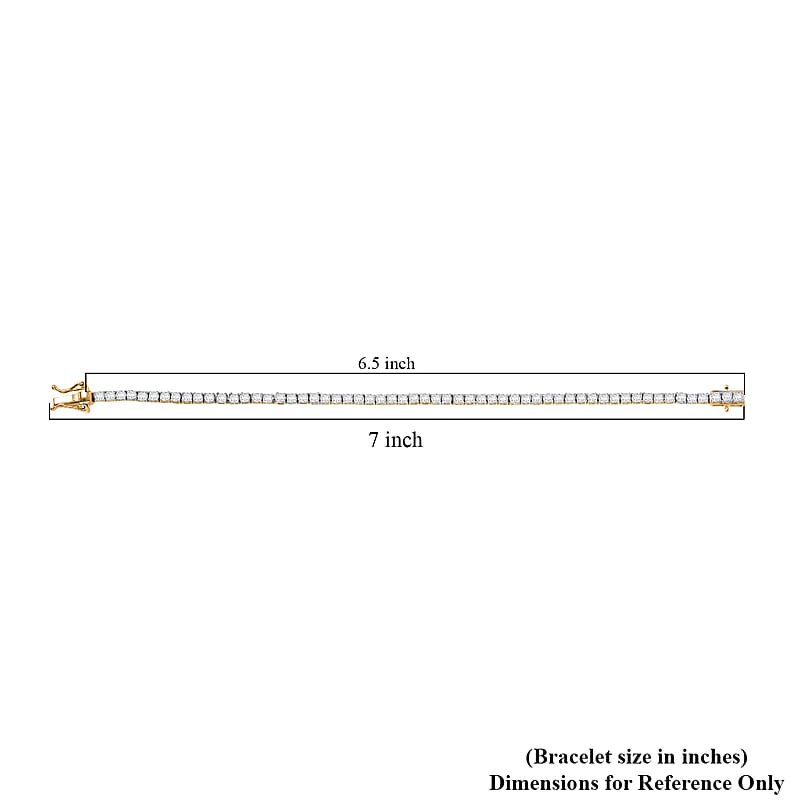 D'Joy Lab Grown Diamond 4.15 ctw Iconic Tennis Bracelet in 18K Vermeil Yellow Gold Over Sterling Silver (6.50 In)