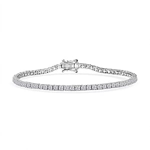 Doorbuster D'Joy Lab Grown Diamond 4.00 ctw Iconic Tennis Bracelet in Rhodium Over Sterling Silver (6.50 In)