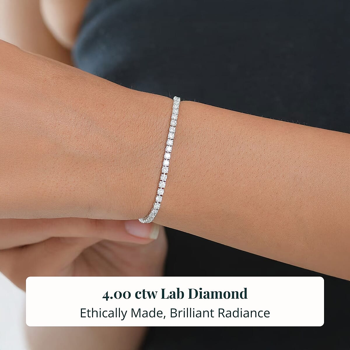 Doorbuster D'Joy Lab Grown Diamond 4.00 ctw Iconic Tennis Bracelet in Rhodium Over Sterling Silver (6.50 In) image number 1